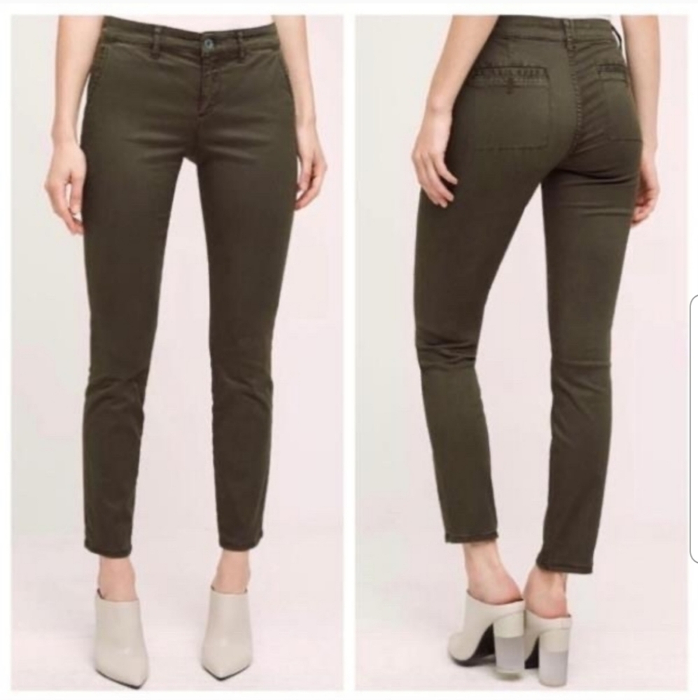 Anthropologie Abroad Skinny Pants Olive Green 27